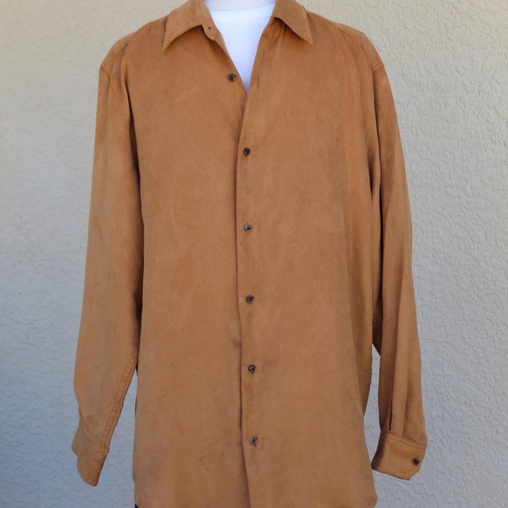 Claiborne Men's Faux Suede Camel Shirt
